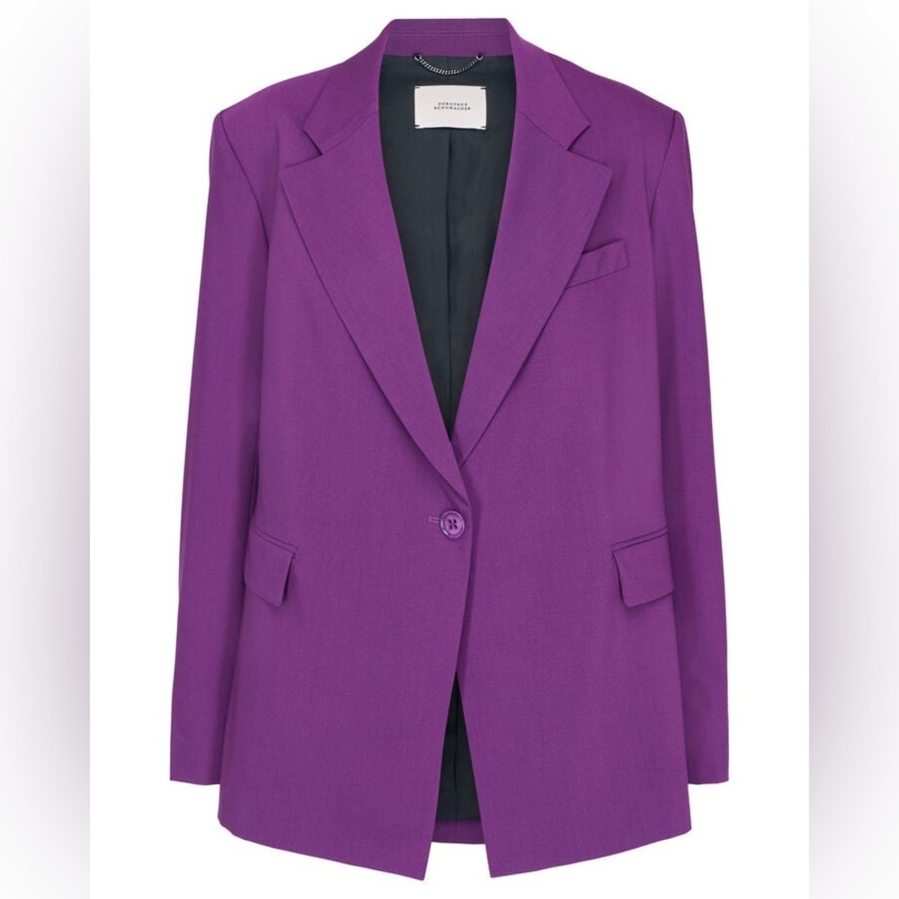 DOROTHEE SCHUMACHER Purple Virgin Wool Blazer | Twisted Lightness | EUC US 2 XS - Picture 9 of 12